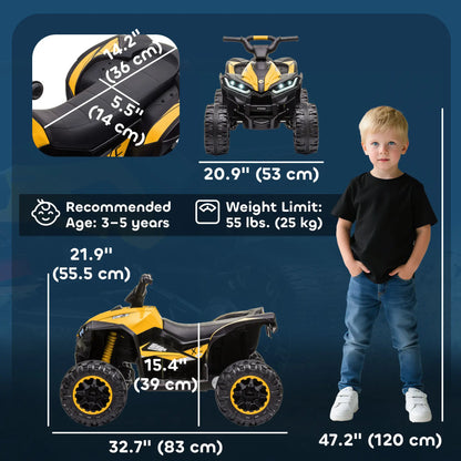 Kids 4 Wheeler Quad with Music, Headlights, High Low Speed, ATV for 3-5 Years, Yellow Electric Toy Cars at Gallery Canada