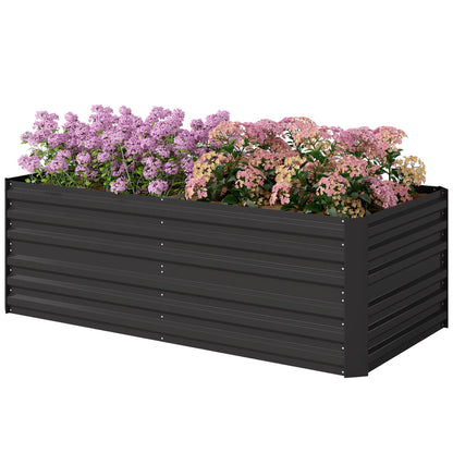 Galvanized Raised Garden Bed, Steel Outdoor Planter, 71" x 35" x 23", Black Raised Garden Beds Black at Gallery Canada