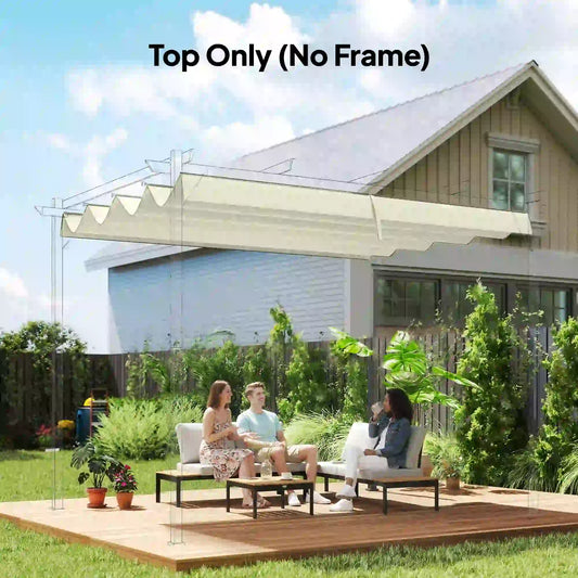 Retractable Pergola Canopy, 10' x 7' Sun Shade, UV30+, Cream White Gazebo Canopy Replacement Cream at Gallery Canada