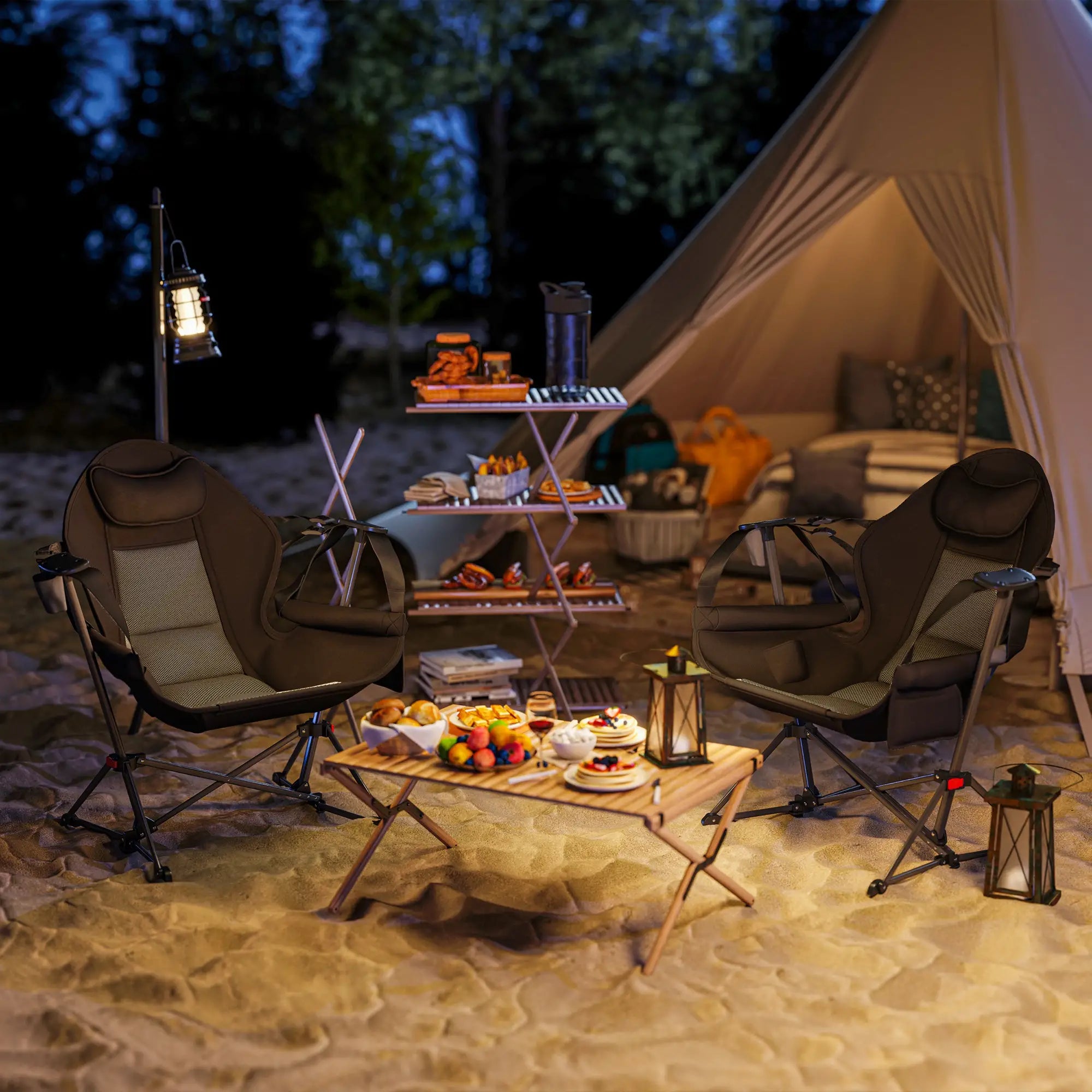 Hammock Camping Chair Set of 2, Adjustable Back, Cup Holder, Padded Seat Picnic Tables & Camping Chairs at Gallery Canada