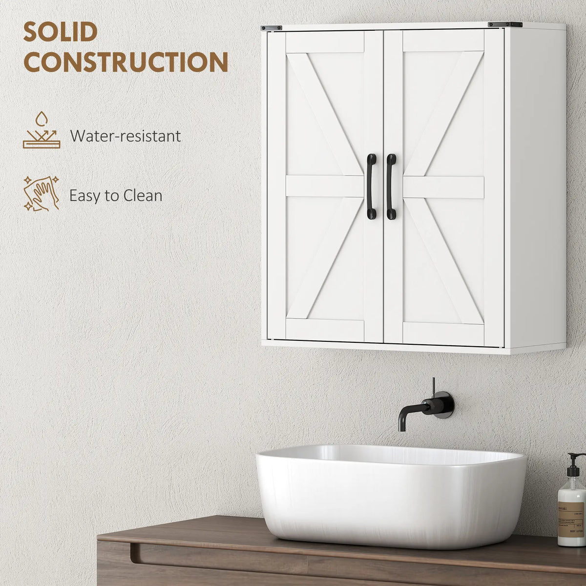 Wall Mounted Medicine Cabinet, Barn Doors, Adjustable Shelves, White Wall Mounted Cabinets at Gallery Canada