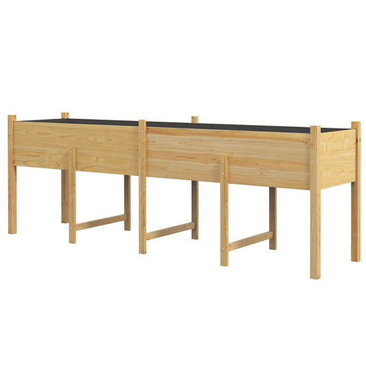 Wooden Raised Garden Bed, Large Elevated Planter Box, 7.4' x 1.8' x 2.6' Raised Garden Beds Natural wood finish at Gallery Canada
