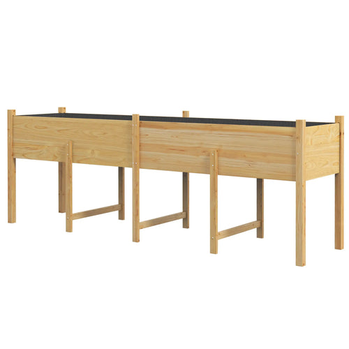 Wooden Raised Garden Bed, Large Elevated Planter Box, 7.4' x 1.8' x 2.6'
