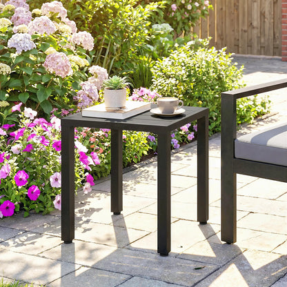Metal Outdoor Side Table, 45.5 cm Square, Patio Garden Poolside, Black Patio Side Tables at Gallery Canada