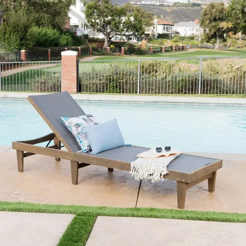 Acacia Chaise Lounge, Adjustable Backrest, Foldable Legs, 78" L x 24" W x 31.5" H, Dark Gray Lounger Chairs at Gallery Canada