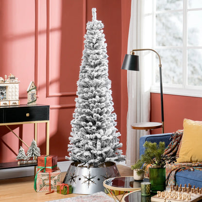 6ft Flocked Pencil Christmas Tree, Realistic Branch Tips, Black Pencil Christmas Trees at Gallery Canada