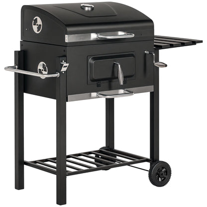 Portable Stainless Steel BBQ Trolley Grill With Wheels, Side Shelf Charcoal BBQ Grils at Gallery Canada