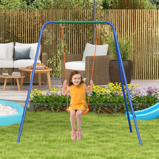 Kid Swing Set with Safety Harness for Baby, Kids 6 Months+, Heavy Duty Swing Set for Indoor/Outdoor, Backyard, Orange - Gallery Canada
