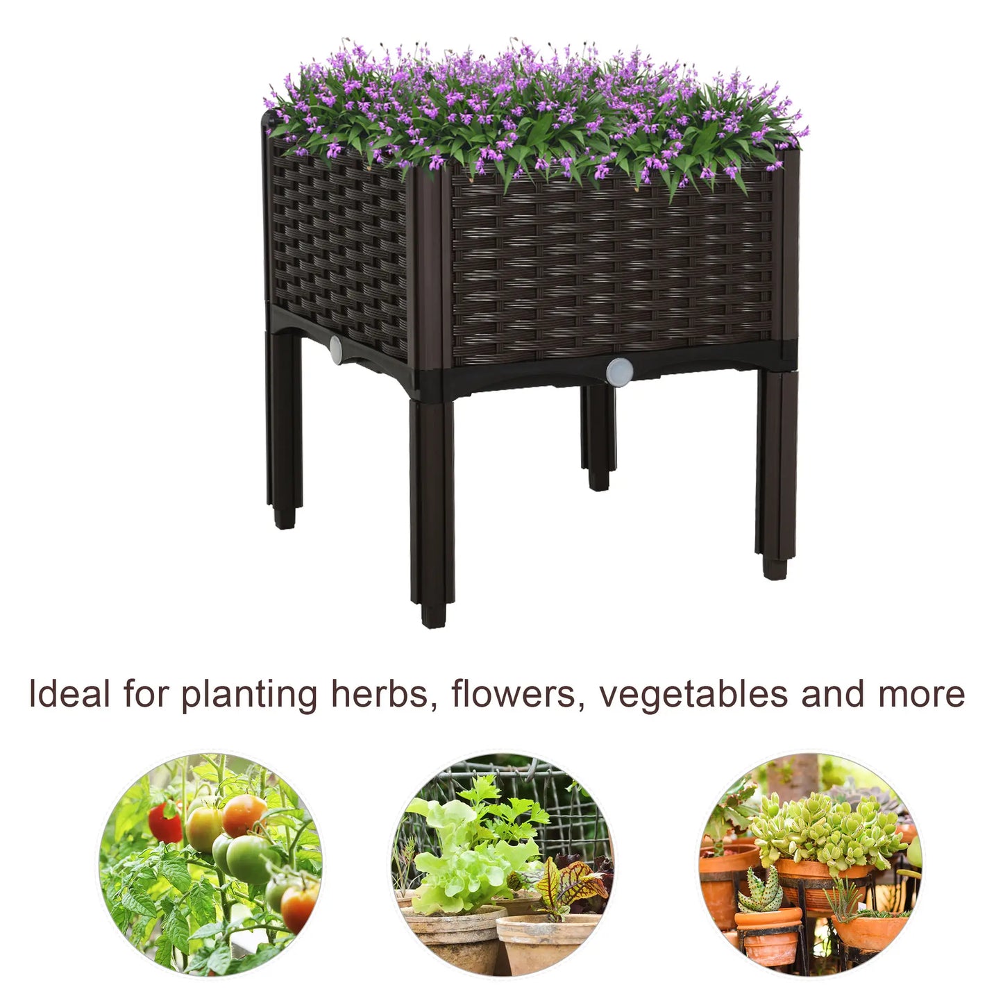 Raised Garden Bed, PP Flower Bed, Vegetable Herb Grow Box, Brown Elevated Garden Beds at Gallery Canada