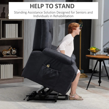 Electric Recliner Chair, Microfibre Upholstery, Remote, Charcoal Grey Electric Power Lift Chairs at Gallery Canada