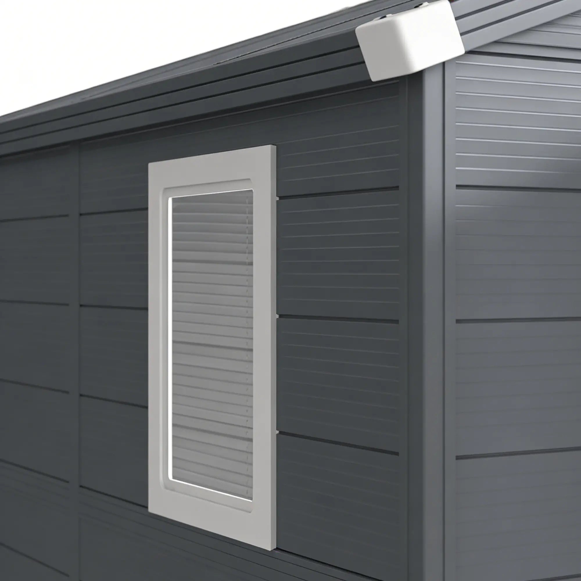 Small Garden Shed, Latch Door, Vents, Sloped Roof, 8x6, Light Grey Sheds at Gallery Canada