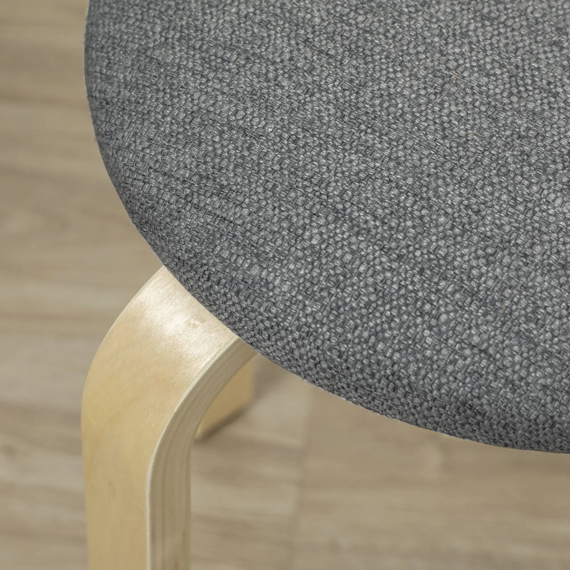 Stackable Wood Stools Set of 4, Padded Seat, Grey Dining Chairs at Gallery Canada