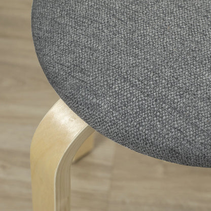 Stackable Wood Stools Set of 4, Padded Seat, Grey Dining Chairs at Gallery Canada