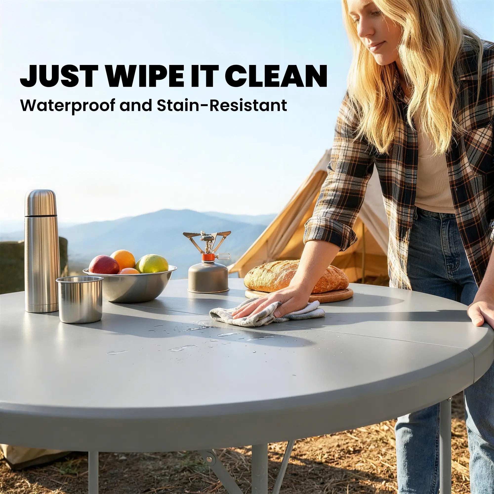 4ft Plastic Folding Picnic Table, Camping Table, Indoor Outdoor, Grey Picnic Tables & Camping Chairs at Gallery Canada