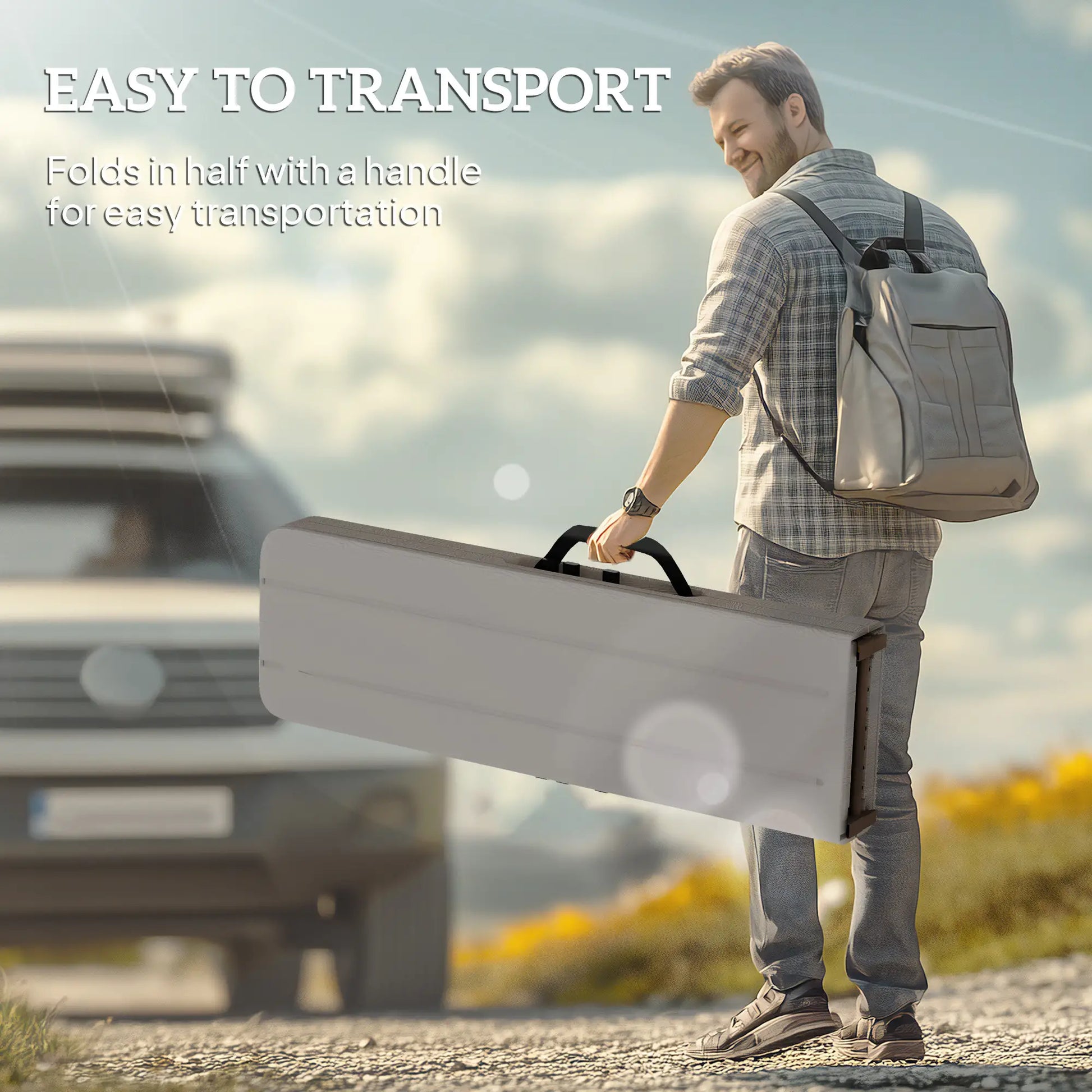 6 ft Plastic Bench Seat, Foldable, Portable, Distressed Brown, Brown Garden Accessories at Gallery Canada