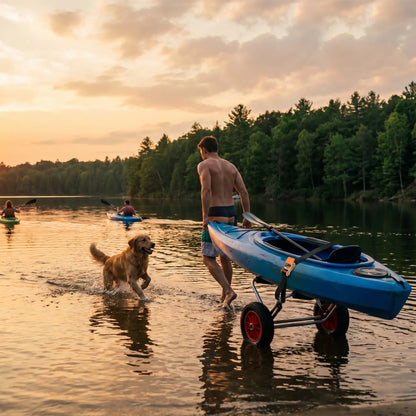 198LBS Kayak Cart, Foldable Canoe Dolly, Aluminum Frame, Silver Kayak Carts at Gallery Canada