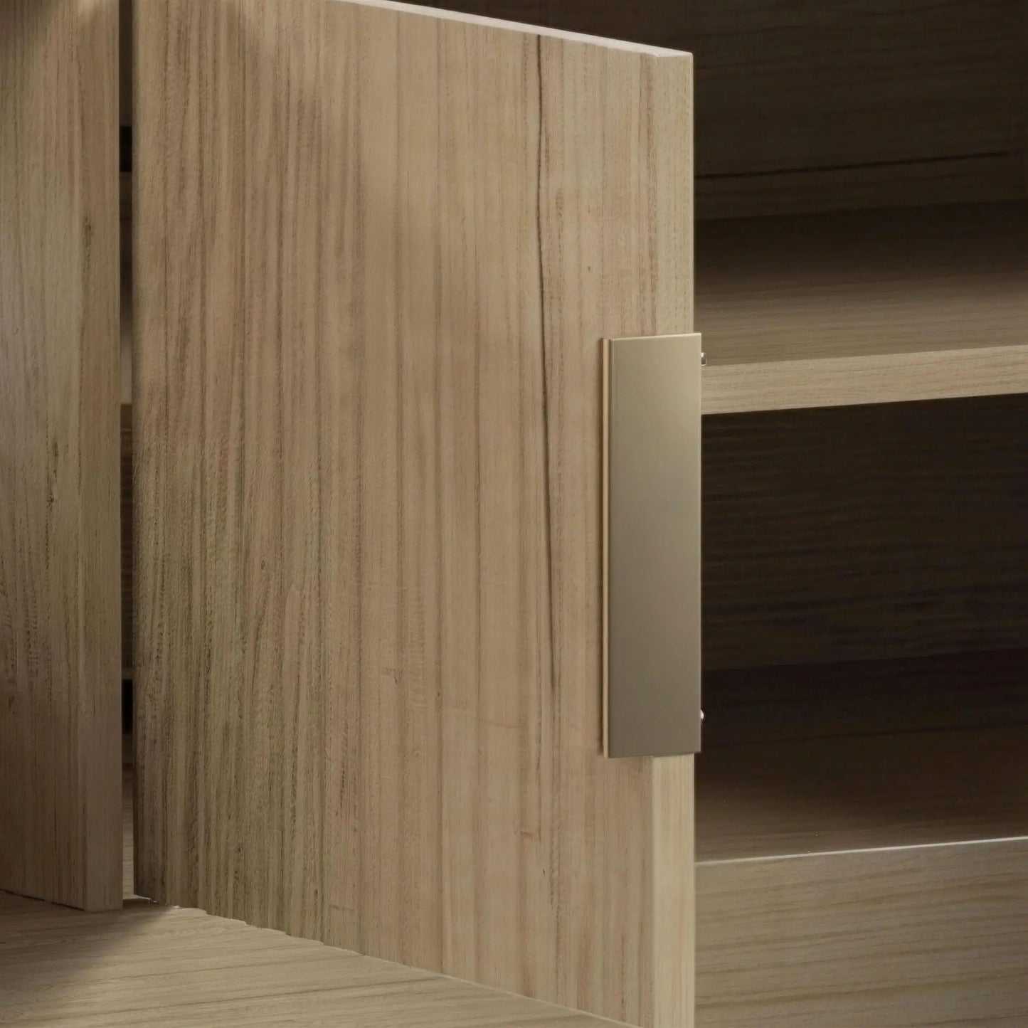 TV Stand for TVs up to 60", Modern Entertainment Center with Fluted Doors for Living Room, Oak TV Stands at Gallery Canada