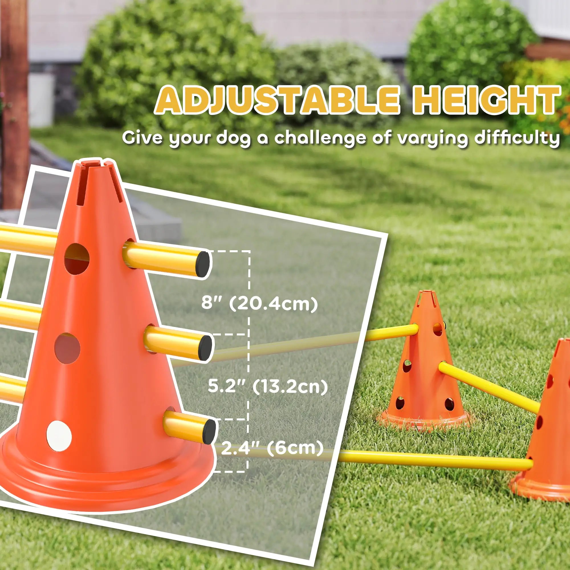 Dog Agility Hurdle Set, 6 Cones & Poles, Orange Dog Agility Training Equipment at Gallery Canada