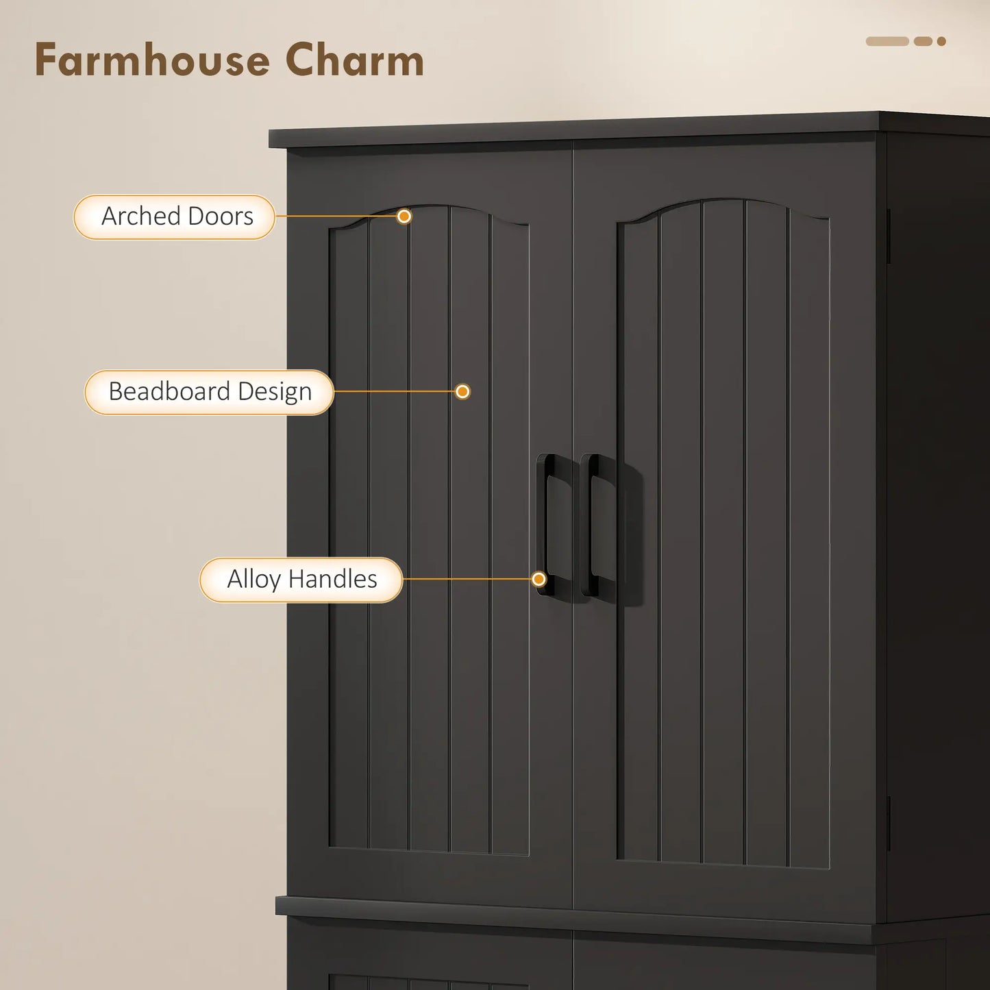 Tall Pantry Cabinet, 64 Inch, Adjustable Shelves, Spice Racks, Black Kitchen Pantry Cabinets at Gallery Canada