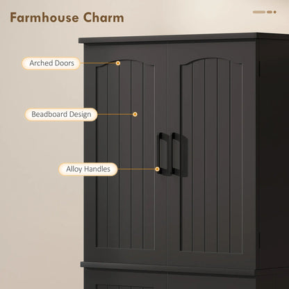 Tall Pantry Cabinet, 64 Inch, Adjustable Shelves, Spice Racks, Black Kitchen Pantry Cabinets at Gallery Canada