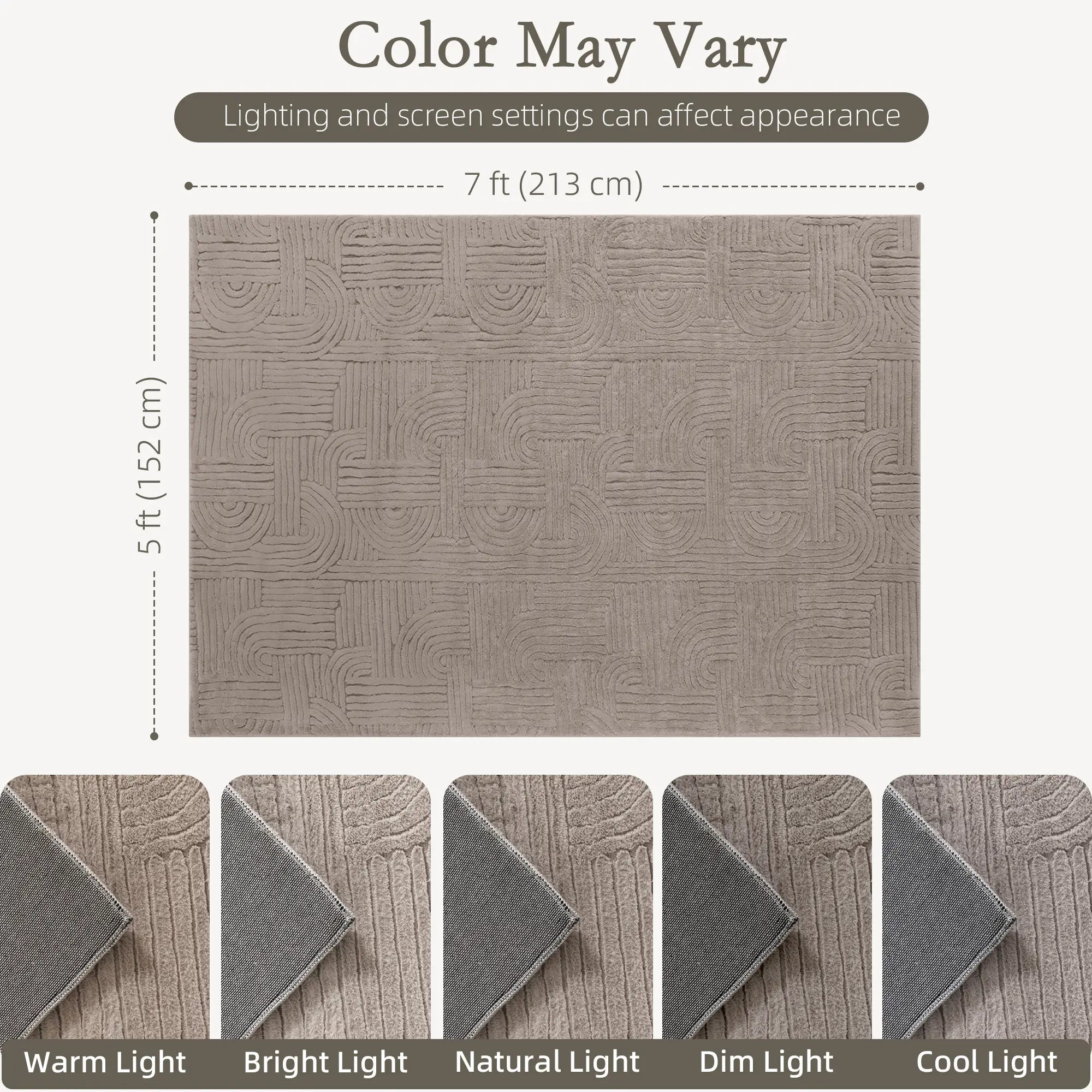 5x7 Faux Fur Rug, Non-Slip Carpet for Living Room, Bedroom, Tan Area Rugs at Gallery Canada