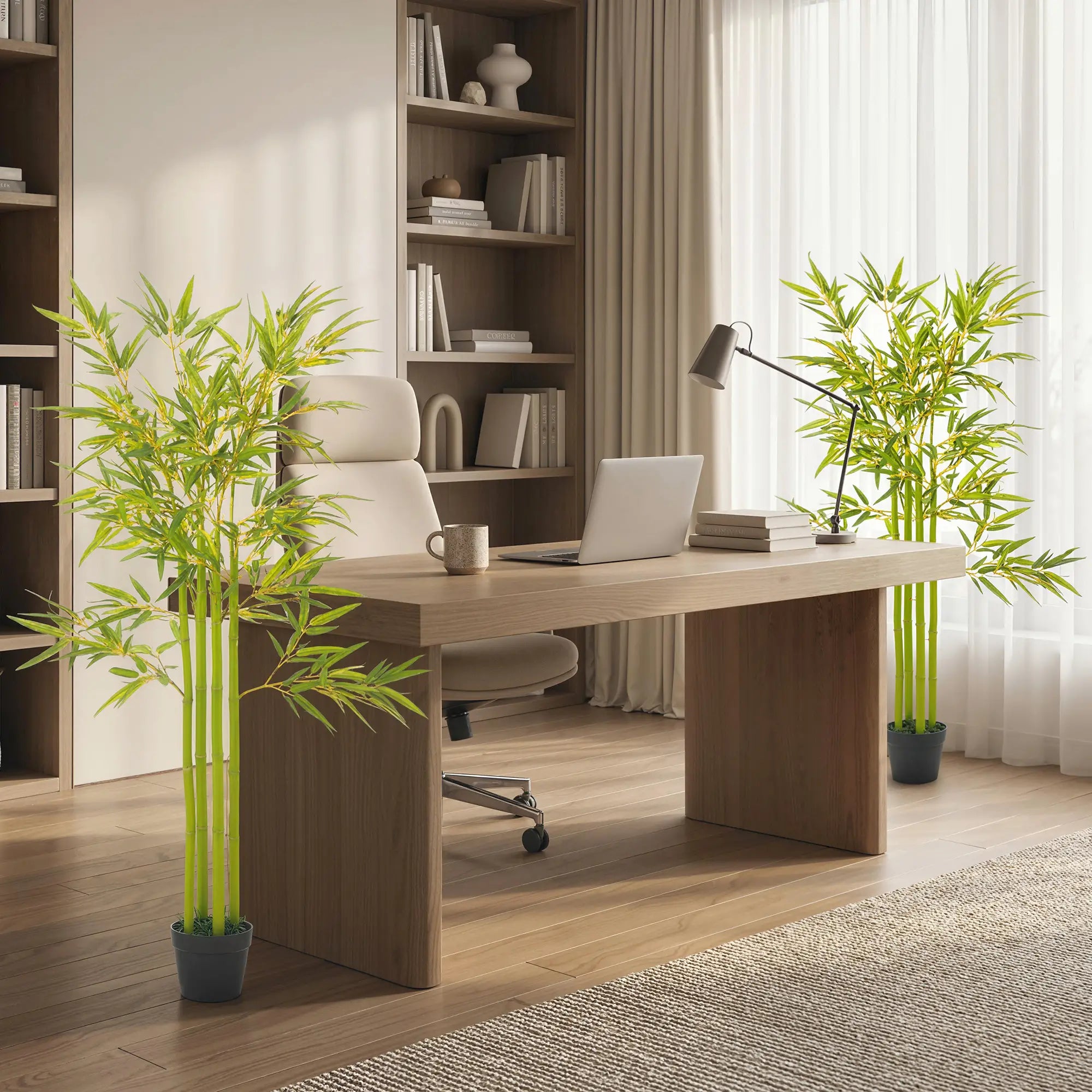 4FT Artificial Bamboo Tree Set Of 2, Faux Plant In Nursery Pot Artificial Trees at Gallery Canada
