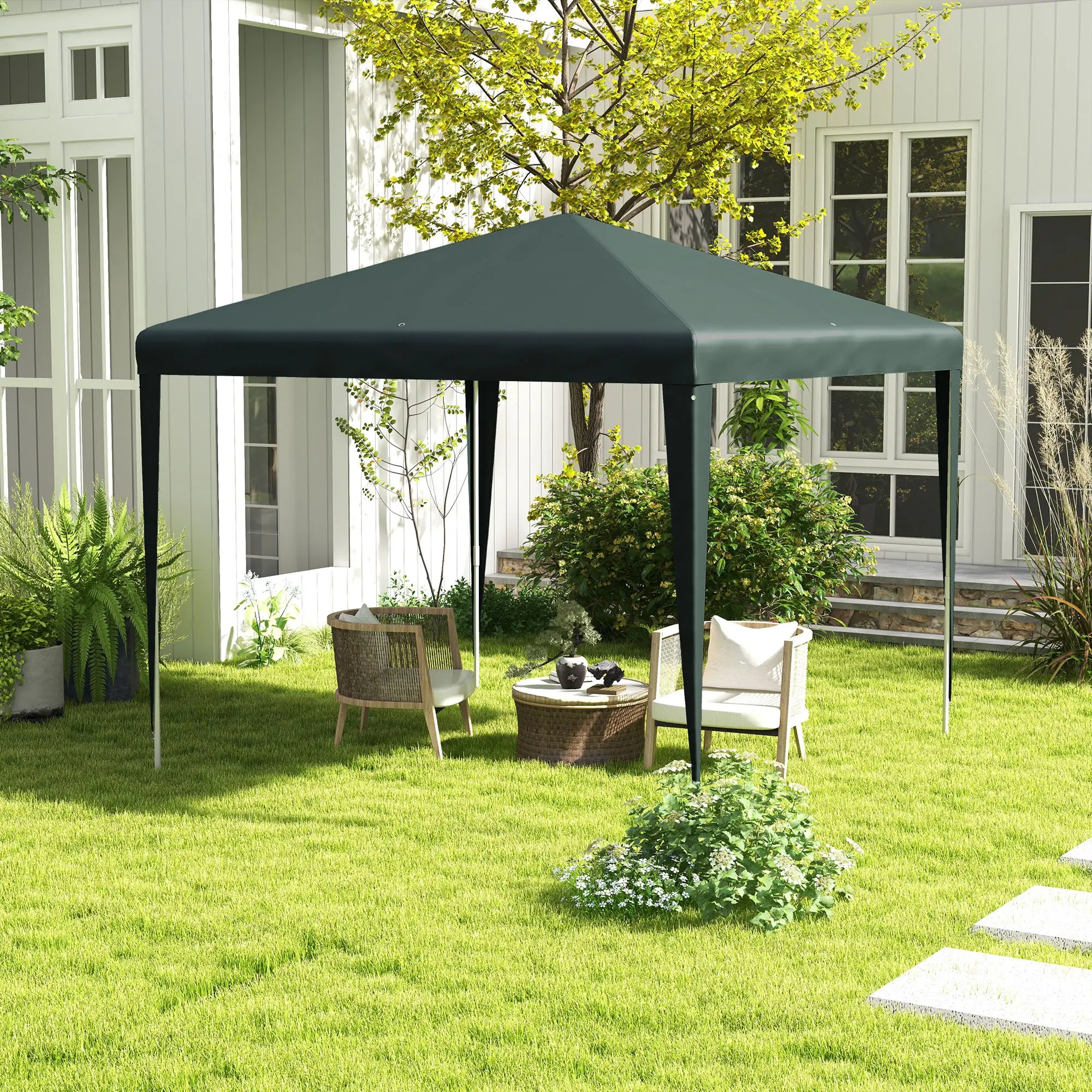 9' x 9' Portable Canopy Tent, Outdoor Sunshade for Weddings, Dark Green Canopy Tents at Gallery Canada