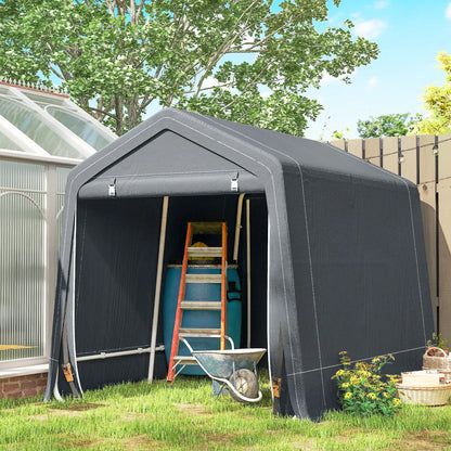 7.9' x 6.6' Garden Storage Tent, Metal Frame, Double Zipper Doors, Dark Grey Car Shelters at Gallery Canada