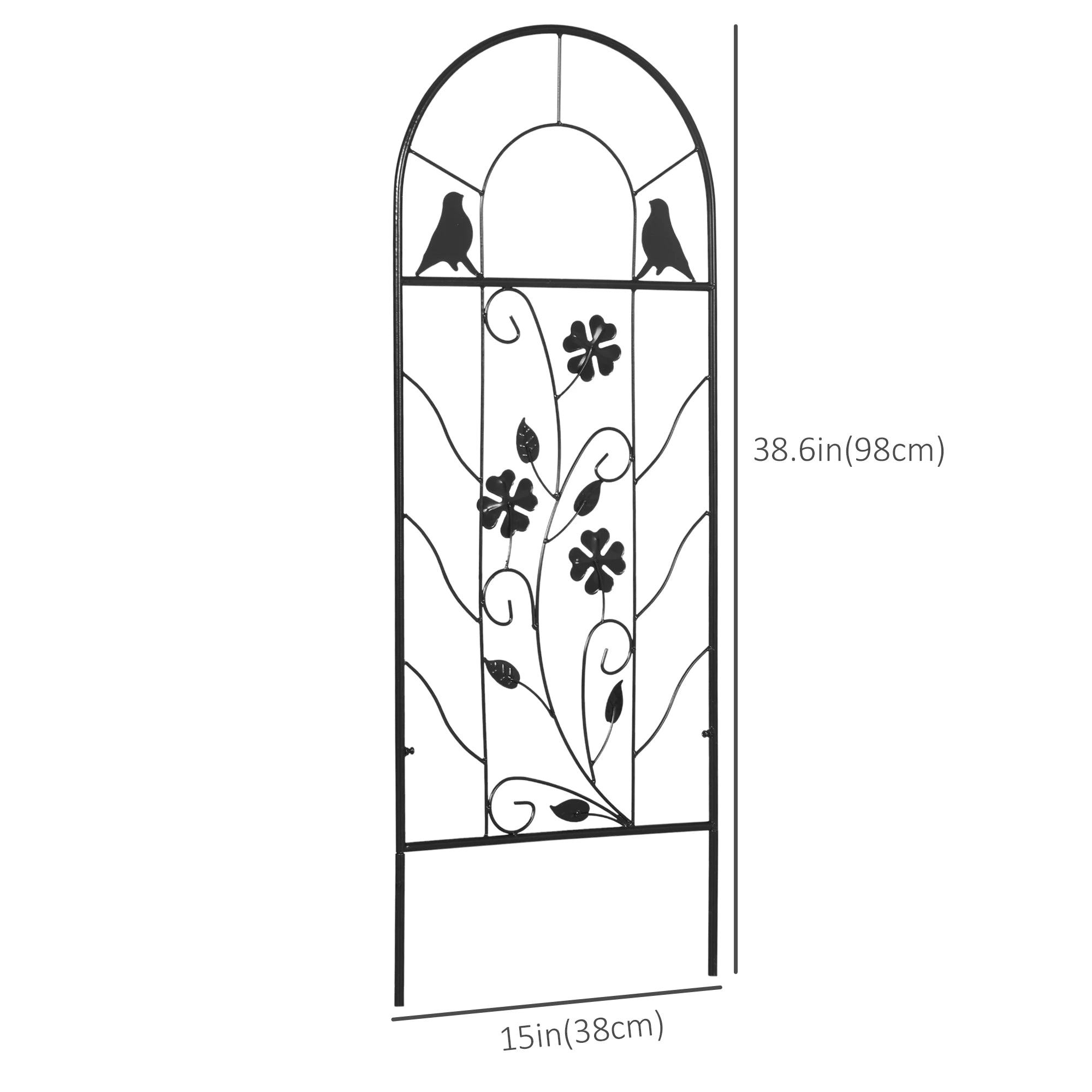 2 Pack Metal Garden Trellis, Birds and Leaves Grid Panels, 39