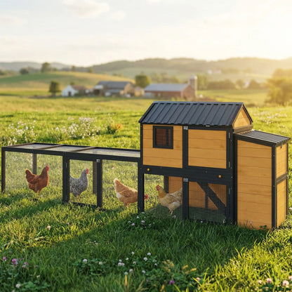 Large 134"L Chicken Coop With Run, Nesting Box, Slide-Out Tray Chicken Coops at Gallery Canada