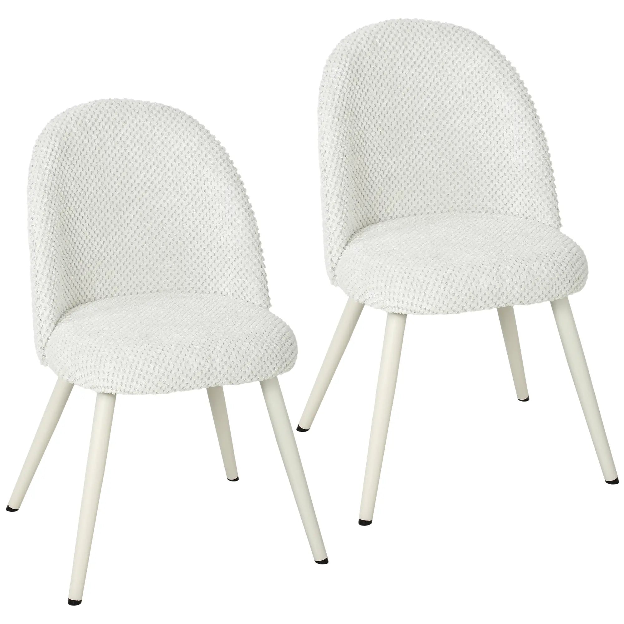 Velvet Upholstered Dining Chairs Set Of 2, Metal Legs, White Dining Chairs at Gallery Canada