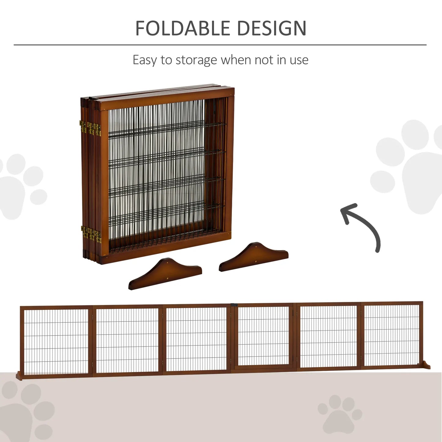 Wooden Pet Gate, Foldable Fence, 6 Panels, 2 Feet, Coffee Houses, Kennels & Pens at Gallery Canada