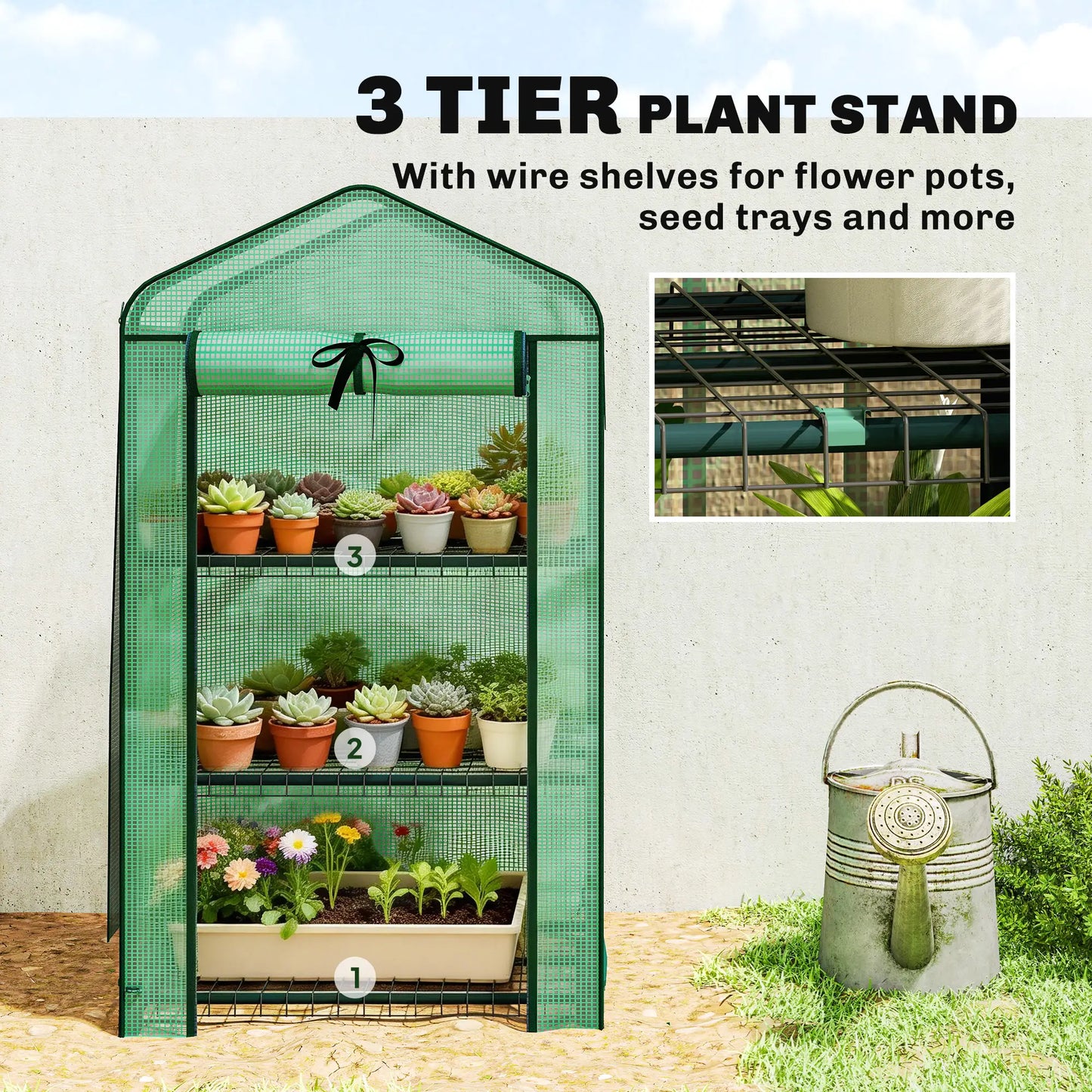 Mini Greenhouse, 27.6" x 19.7" x 50", Screen Roof, Roll-Up Door, Green Portable Greenhouses at Gallery Canada