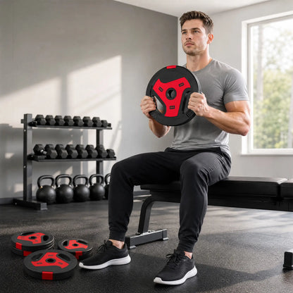 6-Piece 88 lbs Weight Plates Set, Sand-Filled, Black and Red