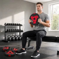 6-Piece 88 lbs Weight Plates Set, Sand-Filled, Black and Red