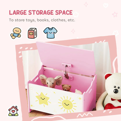 Toy Chest with Lid, Safety Hinges, Groove Handles, Pink Baby & Kids Storage at Gallery Canada