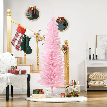 6' Slim Artificial Christmas Tree, Realistic Branches, Sturdy Metal Stand, Pink Pencil Christmas Trees at Gallery Canada