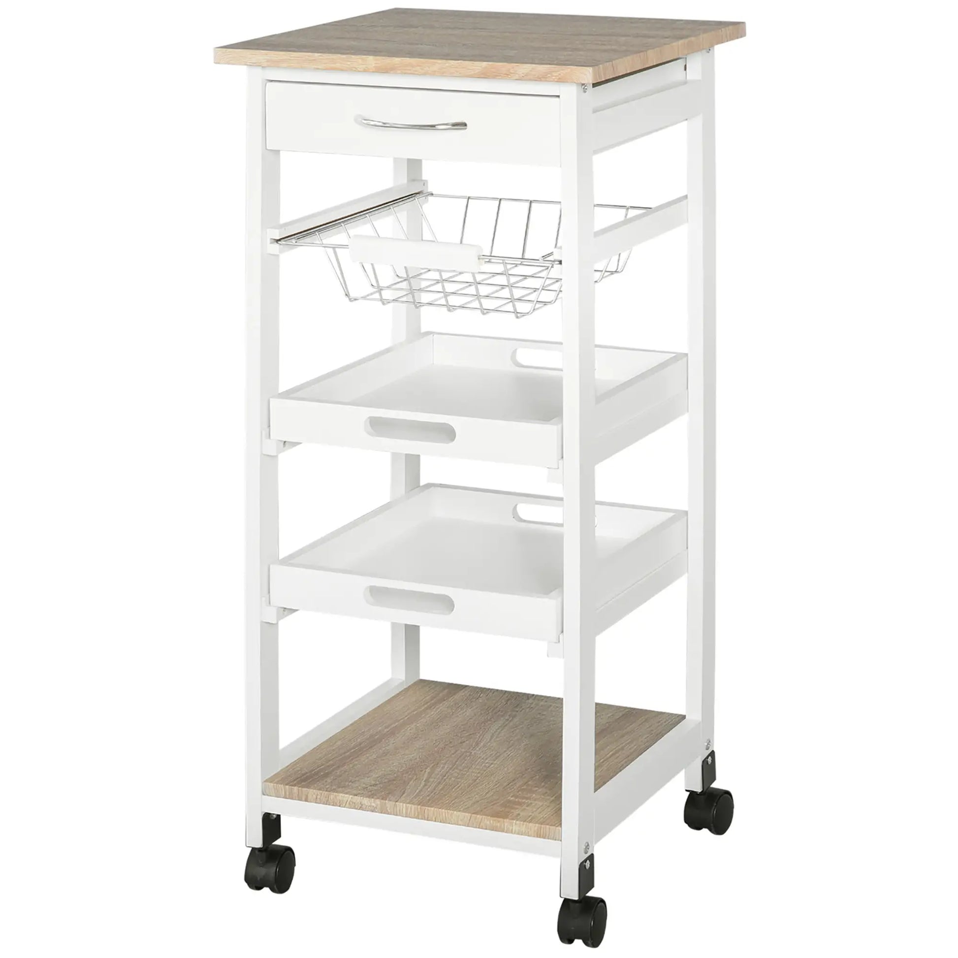Rolling Kitchen Island Cart, Mobile Storage with Drawer, White Kitchen Islands & Kitchen Carts at Gallery Canada
