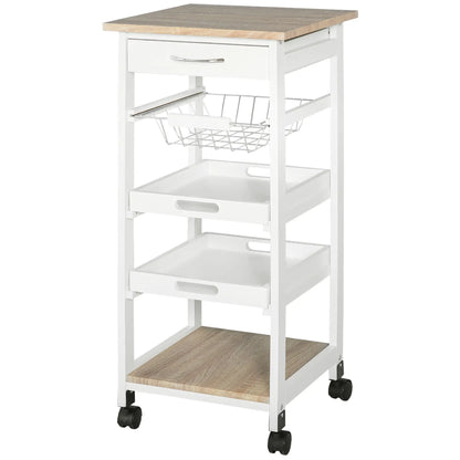 Rolling Kitchen Island Cart, Mobile Storage with Drawer, White Kitchen Islands & Kitchen Carts at Gallery Canada