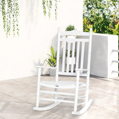 Wooden Outdoor Rocking Chair, Patio Chair with Slatted Back, White Outdoor Rocking Chairs at Gallery Canada