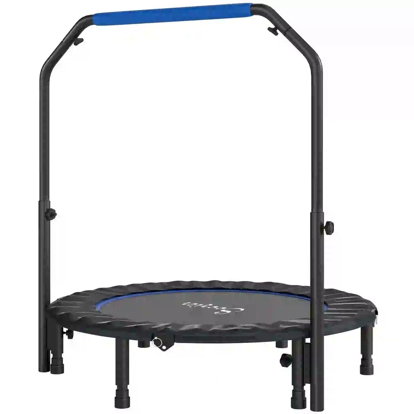 45" Foldable Mini Fitness Trampoline, Adjustable Foam Handle, Blue Trampolines Blue at Gallery Canada