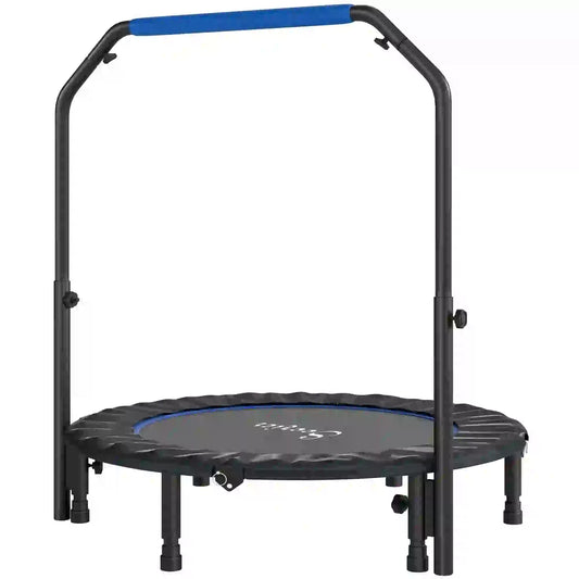 45" Foldable Mini Fitness Trampoline, Adjustable Foam Handle, Blue Trampolines Blue at Gallery Canada
