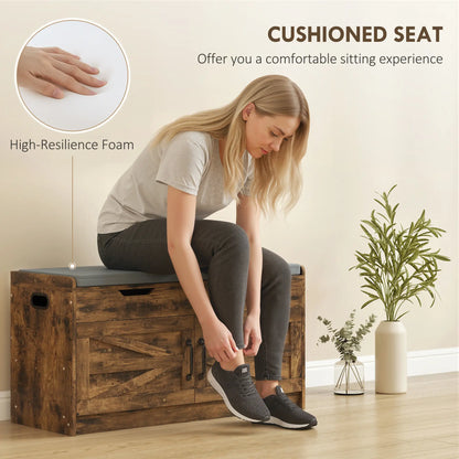 Shoe Storage Bench, 2-Tier Cabinet, Flip-Top, Padded Cushion, Rustic Brown Shoe Storage Cabinets & Racks at Gallery Canada