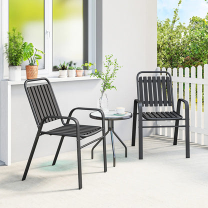 Stackable Outdoor Dining Chairs Set Of 2, Black Patio Chairs at Gallery Canada