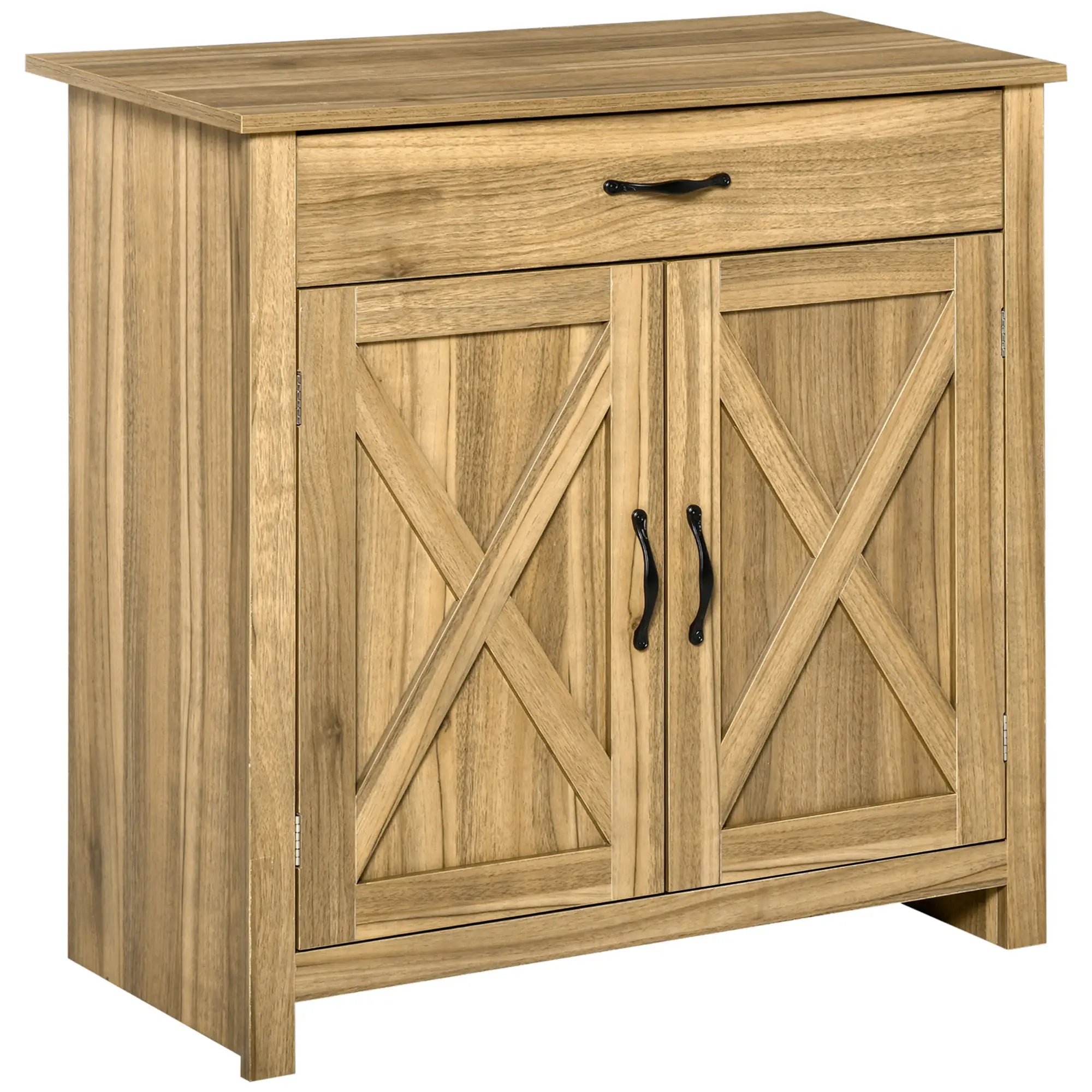 Farmhouse Sideboard, Buffet Cabinet with Barn Doors, Distressed Brown, Brown Bar Cabinets Distressed Brown at Gallery Canada