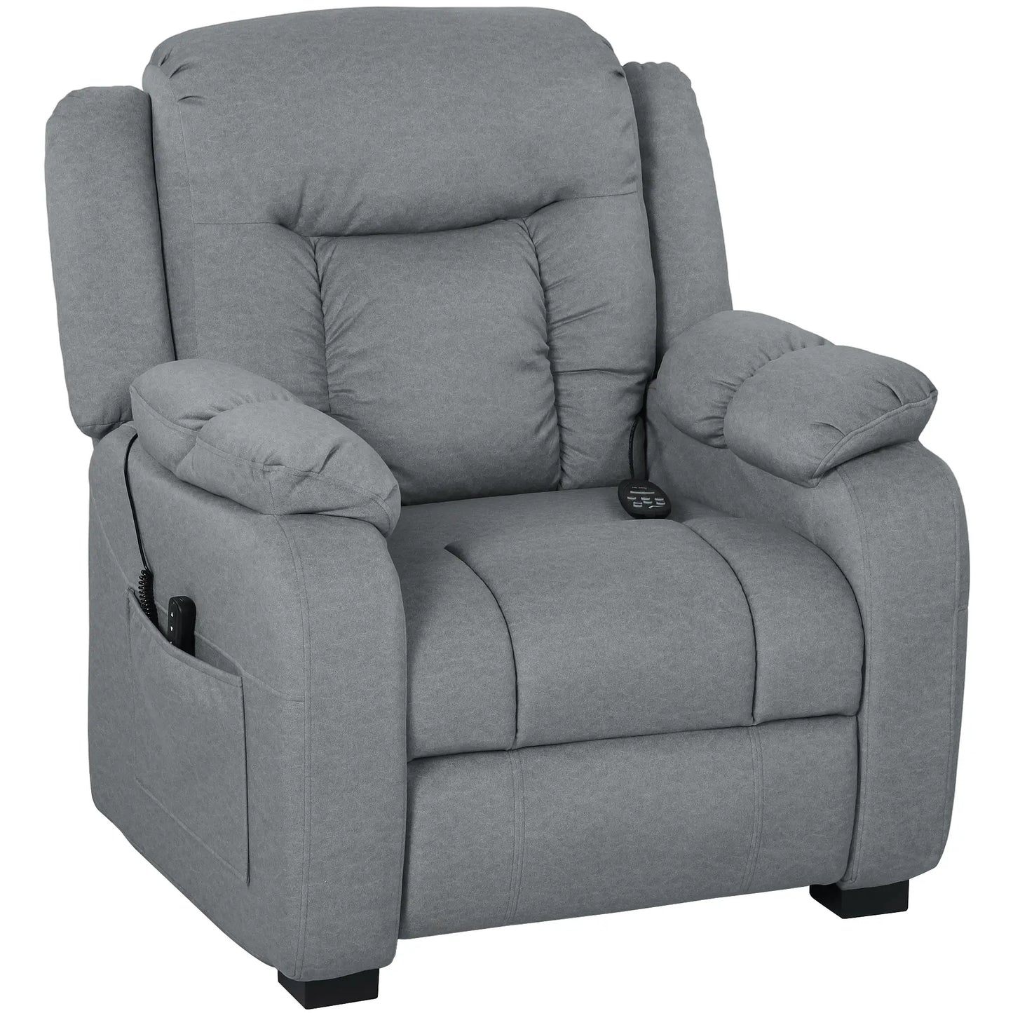 Massage Recliner Chair, Quiet Brushless Motor, Pet-Friendly Fabric, 2 Memory Positions, Grey Single Sofas Grey at Gallery Canada