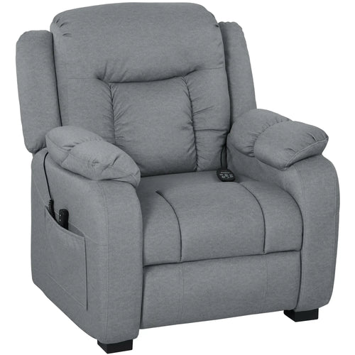 Massage Recliner Chair, Quiet Brushless Motor, Pet-Friendly Fabric, 2 Memory Positions, Grey