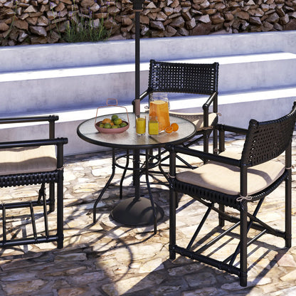 39.4" Round Outdoor Dining Table, Glass Top, Steel Frame, Garden Patio Patio Dining Tables at Gallery Canada