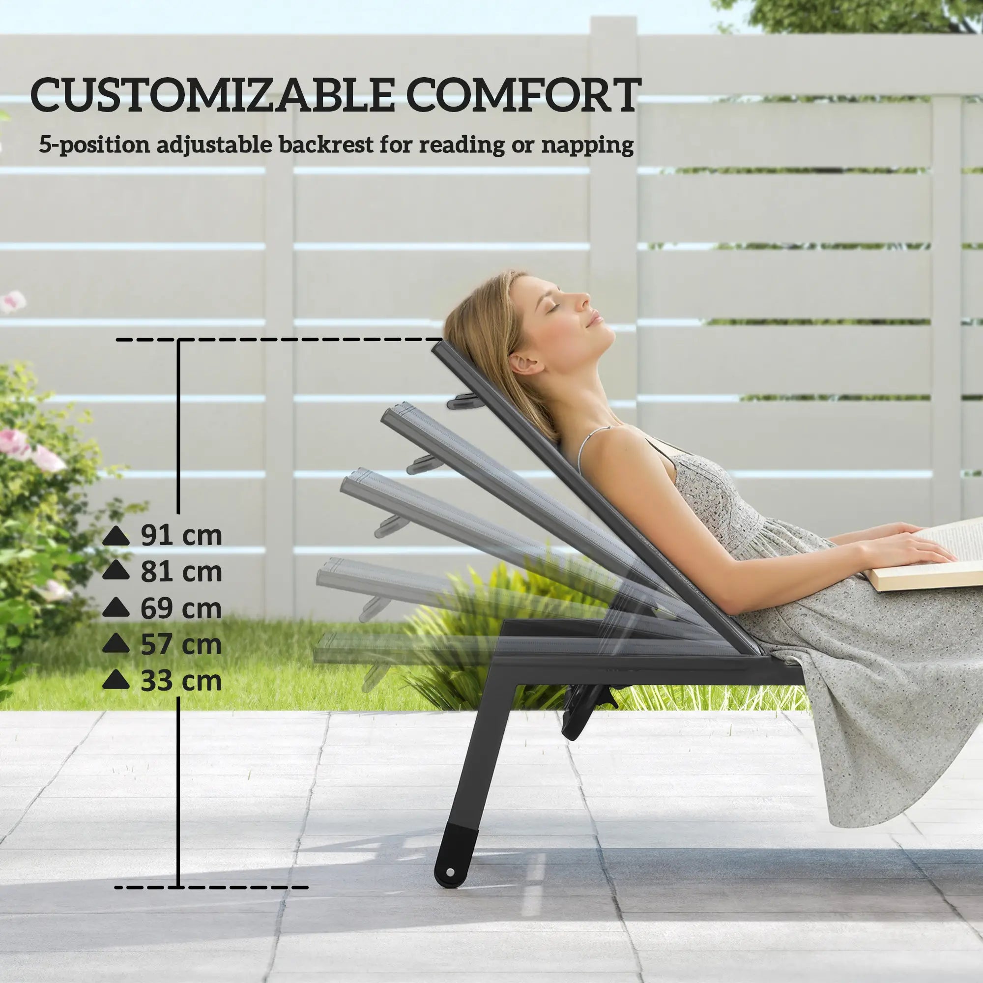 Chaise Lounge Chair For 2 Person, 5-Position Adjustable With Wheels Lounger Chairs at Gallery Canada