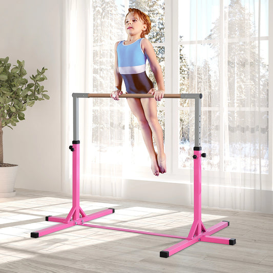 Kids Gymnastics Bar, 13-Level Adjustable Height, Pink Baby Gym & Playmats Pink at Gallery Canada
